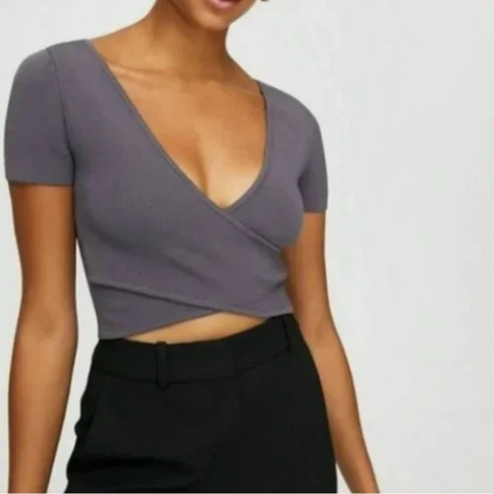 Elegant Dark Green Scupt Knit Wrap Top